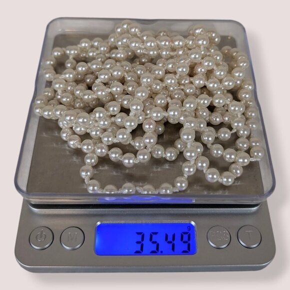 V. Extra Long Glass Faux Pearl Infinity Necklace - Picture 4 of 4